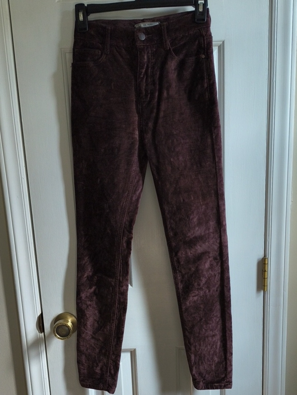 Free People Dark Purple Velvet High-Rise Pants 24